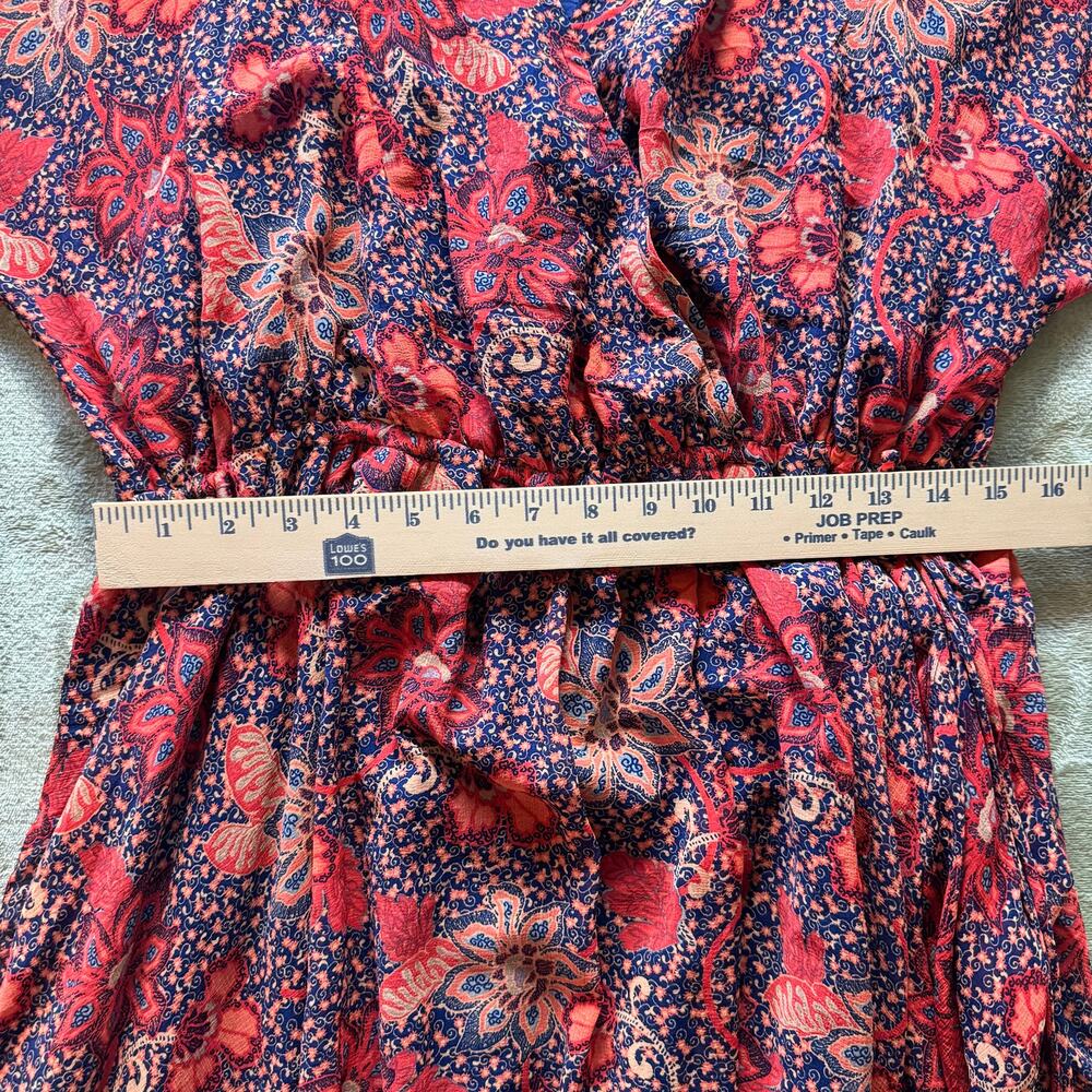 Free People Floral Paisley Mini Dress Surplice Long Sleeve Boho Festival - Picture 8 of 12